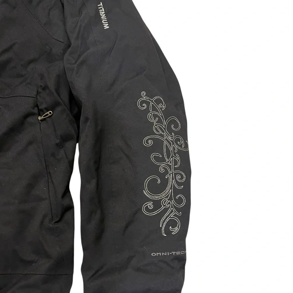 Columbia Titanium Omni-Tech Black Ski Jacket  Coat  Embroidered Detail Women’s - Picture 4 of 12